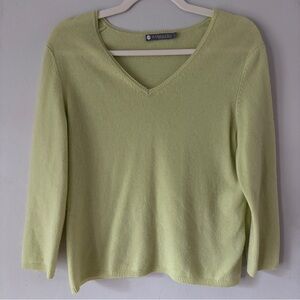 Colour Works In Cashmere V Neck Light Green Sweater
